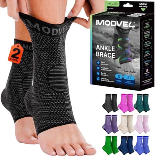 Modvel Foot & Ankle Brace Socks for Sprained Ankle Compression Sleeve - Plantar Fasciitis Relief Brace, Foot Support for pain Women & Men - Tendonitis & Arthritis Feet Sleeve, Stabilizing Ankles Wrap - Image 1