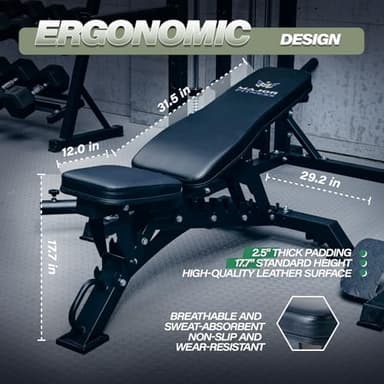 MAJOR FITNESS Adjustable Weight Bench (Elite Version) - 1300LBS Capacity, 32 Positions for Strength Training, Bench Press, and Full-Body Workouts for Home or Garage Gym, Black - Image 5