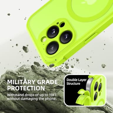 BERFY for iPhone 16 Pro Max Case, Compatible with MagSafe, Built-in 9H Tempered Glass Screen Protector and Camera Protection, Full Body Shockproof Matte Phone case for 16 Pro Max 6.9", Bright Green - Image 7