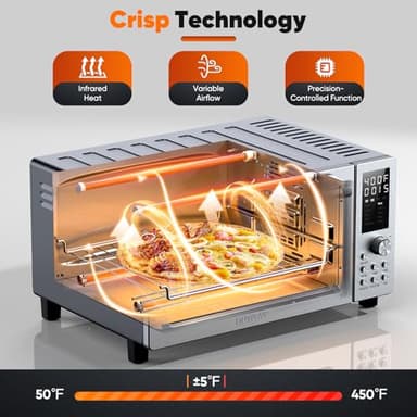 Nuwave Bravo Pro Convection Air Fryer Toaster Oven Combo, 2025 New and Improved, 10-in-1, 50°-450°F Temp Controls, Quick & Even Crisp Technology, 21Qt Capacity, Stainless Steel, PFAS Free - Image 4