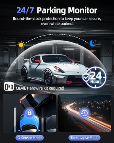 4K Dash Cam Front and Rear, 64GB SD Card, 1.5” IPS Display Car Camera, 5Ghz WiFi+App Control, Night Vision, 24H Parking Mode, G-Sensor, WDR, 170° Wide Angle, 4K+1080P Dual Dash Camera for Cars - Image 5