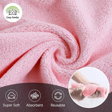 Cosy Family 24 Pack Soft Washcloths Set - 12 x 12 inches, Quick Drying - Highly Absorbent Coral Velvet Fingertip Towel Bathroom Wash Clothes for Bath, Spa, Facial, Kitchen - Light Color - Image 7
