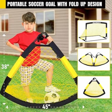 Soccer Goal, Kids Soccer Goals for Backyard Set, 2 Pack of 4x3 ft Portable Pop Up Soccer Net with Soccer Ball, Cones, Complete Training Equipment for Youth, Toddler Outdoor Sports Games - Image 8