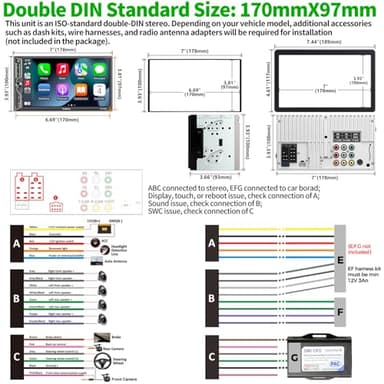 [QLED Screen Upgrade] 7" Double Din Car Stereo with Dash Cam, Wireless Apple CarPlay and Android Auto, Bluetooth 5.3, 240W 4.2-Channel Audio Output, MirrorLink, Backup Camera, AM/FM Car Radio - Image 6