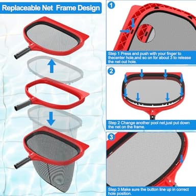 Swimming Pool Cleaning Kit Including 5.7 Feet Aluminum Pool Pole 4-Segment & Rotatable Pool Brush with Round End & Pool Leaf Rake Fine Mesh Net,Replaceable Pool Cleaning Leaf Skim Net-Fast Cleaning - Image 6