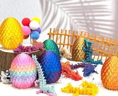 3D Printed Dragon Eggs with Dragon Inside – Fantasy Tabletop Decor, 3D Printing Toys for Kids & Adults – Unique Desktop Decoration & Collectible – Christmas Ornament & Stocking Stuffers (4 Pack) - Image 9