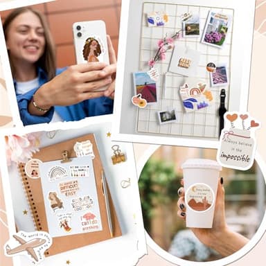 WAKEMOODEI 200 Vintage Inspirational Stickers, Boho Motivational Aesthetic Stickers for Water Bottles Laptops Journals Vinyl Positive Affirmation Boho Stickers for Adult Teen Kid - Image 4