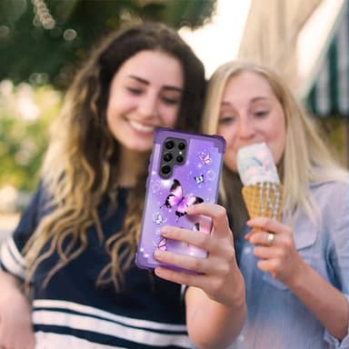 Rancase for Galaxy S23 Ultra 5G Case,Three Layer Heavy Duty Shockproof Full Boby Soft Silicone Rubber Bumper+Hard Plastic Hybrid Protective Case for Samsung Galaxy S23 Ultra 6.8 inch,Dull Purple - Image 6