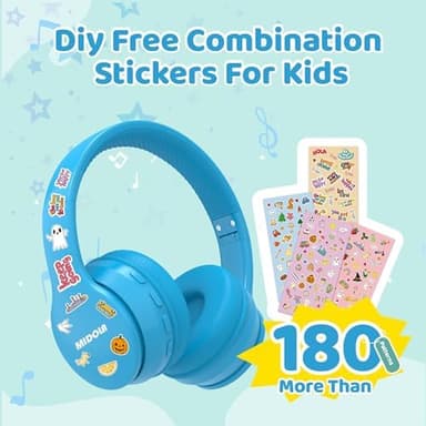 MIDOLA Kids Headphones Bluetooth 5.4 Wireless 68H Play Time Volume Limit 85/94dB Over-Ear Foldable Headset,Type-C Fast Charging,with Wired Aux Mic for Toddler Child Pad Tablet Blue - Image 5