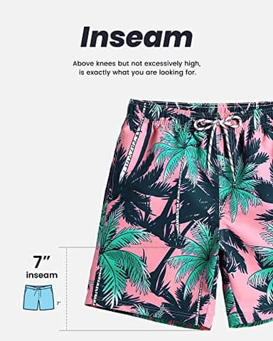 maamgic Mens Swim Trunks Quick Dry Swim Shorts with Mesh Lining Funny Swimwear Bathing Suits 7inch Pineapple Palm Tree Pink Large - Image 8