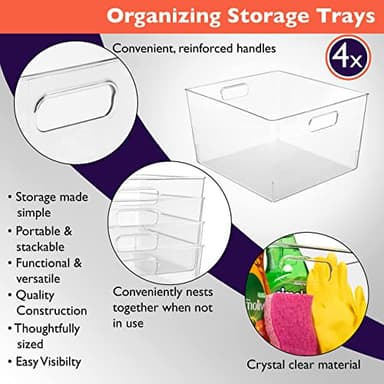 ClearSpace Clear Plastic Storage Bins – XL 4 Pack Perfect for Kitchen,Fridge, Pantry Organization, Cabinet Organizers - Image 4