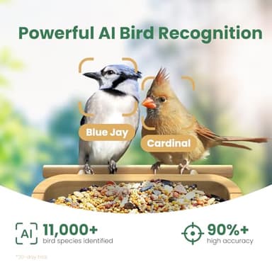 VINGUYS® Smart Bird Feeder with Camera, 2.5K UHD Bird Camera AI Identifies 11,000+ Bird's Species, Real-time Bird's Videos & Pictures, Solar Powered Wireless Outdoor, Ideal Gift for Dad - Image 2