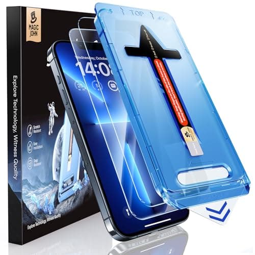 MAGIC JOHN 2 Pack for iPhone 13 Pro Max/iPhone 14 Plus 6.7 inch Tempered Glass Screen Protector, Auto Dust-Elimination Installation, Bubble Free, HD Clear, Easy Installation - Image 1