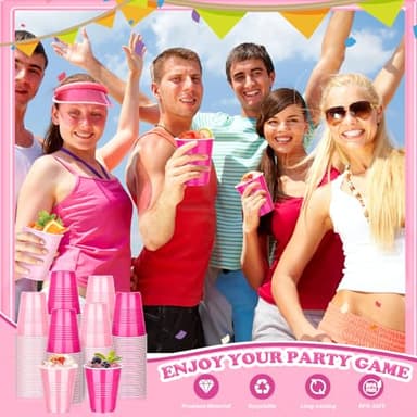 KesaPlan 100 PCS 12 OZ Plastic Cups, Party Cups Light Pink and Hot Pink Cups Disposable Drinking Cup Bulk For Bachelor Party Christmas Graduation Wedding Birthday Halloween Picnic Festive Celebrations - Image 5