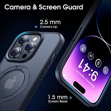 CASEKOO Designed for iPhone 14 Pro Max Case with Magnetic Invisible Stand [Military Drop Protection] [Compatible with MagSafe] Shockproof Slim Matte Translucent Promax Case 6.7", Black - Image 6