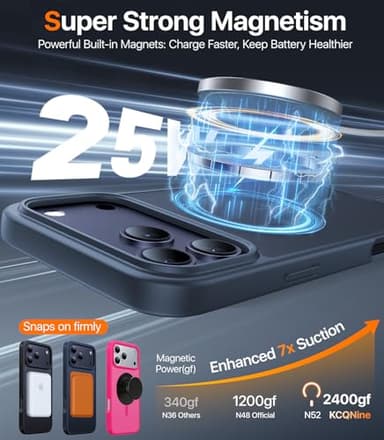 KCQNine Magnetic for iPhone 17 Pro Case,[Anti-Slip][Compatible with MagSafe][Military Grade Drop Protection] Shockproof Protective Translucent Matte Phone Case for iPhone 17 Pro Case,Midnight Blue - Image 3