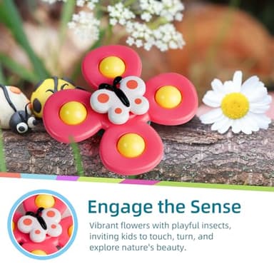 LiKee Strong Suction Cup Fidget Rotating Sensory Bath Toys for Baby, Airplane Car Travel Table & Window Toys for Toddler Boys and Girls, 12+ Months - Image 4