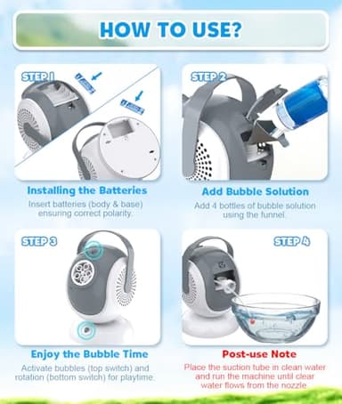 Joyfuture Bubble Machine - Automatic Bubbles Blower for Kids, Toddlers - 360° Rotation & 75° Adjustment, Bubble Toys with LED Light - Gifts for Boys, Girls, Halloween, Outdoor, Birthday, Party - Image 5