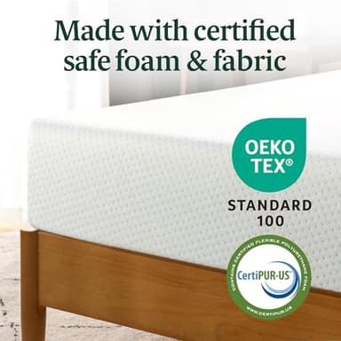 ZINUS 8 Inch Full Green Tea Memory Foam Mattress [New Version], Fiberglass free, Medium Firm Feel, Zoned Pressure Relief, Certified Safe Foams & Fabric, Mattress in A Box - Image 8