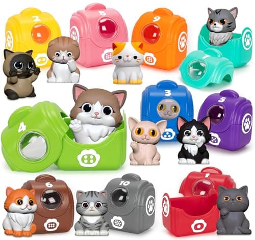 Learning Toys for Toddlers 1 2 3 Year Old Toddlers, 20Pcs Kitten Finger Puppets for Kids, Montessori Counting, Matching & Sorting Toy, Christmas Birthday Gifts for Baby Boys Girls Age 12-18 Months - Image 1