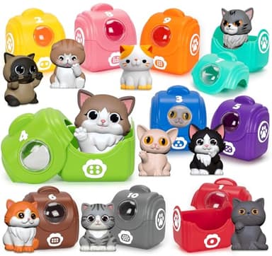 Learning Toys for Toddlers 1 2 3 Year Old Toddlers, 20Pcs Kitten Finger Puppets for Kids, Montessori Counting, Matching & Sorting Toy, Christmas Birthday Gifts for Baby Boys Girls Age 12-18 Months - Image 1