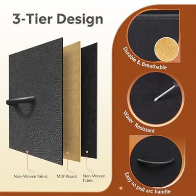 WLIVE Dresser with 3 Drawers, Fabric Nightstand, Cabinet with Wheels, Organizer Storage Dresser for Bedroom, Office, Closets, Black Dresser with Sturdy Steel Frame, Easy Pull Handle - Image 5