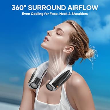 JIJ Neck Fan – Portable Neck Fan Rechargeable with 6 Adjustable Speeds, Neck Cooler with 360° Surround Breeze, Upgraded Long-lasting Wearable Fan for Hot Weather, Travel, Outdoor, Camping, Men & Women - Image 5