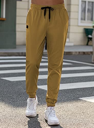 JMIERR Mens Casual Joggers Pants - Cotton Drawstring Chino Cargo Pants Hiking Outdoor Twill Track Jogging Sweatpants Travel Essentials Pants with Pockets for Men, XL, D Khaki - Image 6