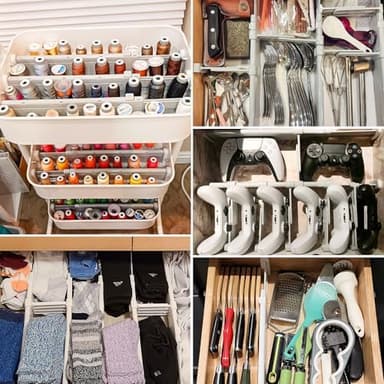 HiYZ Expandable Drawer Dividers - 12.6-22.8'' Adjustable Drawers Organizers for Kitchen Utensils, Drawer Separators in Bedroom, Dresser, Office, Bathroom, Fridge, 12 Pack Long Dividers-Gray - Image 4