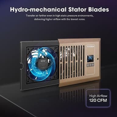 VIVOSUN Quiet Register Booster Fan 4”×10”, Smart Register Vent with Intelligent Thermostat Control, Cooling Heating AC Vent Booster Fan, Brown - Image 5