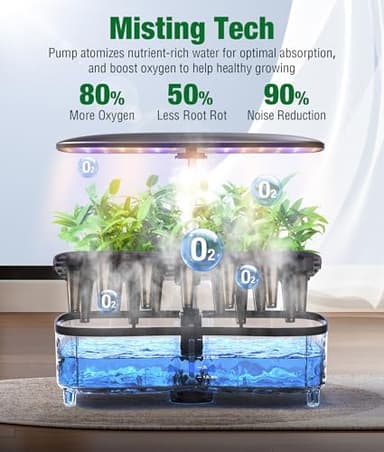 Misting 15 Pods Hydroponic Growing System Herb Garden Kit Indoor, Large Tank Plant Germination Kit with Adjustable Height Grow Light to “20", Quiet Pump, Auto Timer, Gardening Christmas Gifts (5L) - Image 3