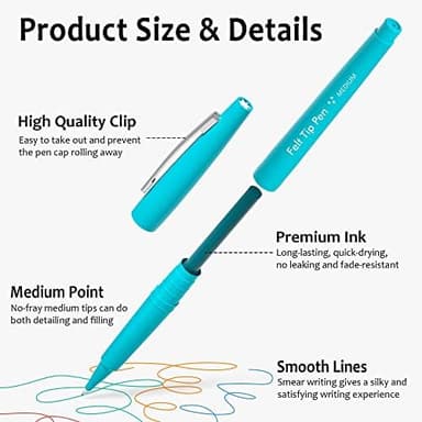 Lelix 30 Colors Felt Tip Pens, Medium Point Assorted Markers Pens For Journaling, Writing, Note Taking, Planner Coloring, Perfect for Art Office and School Supplies - Image 5