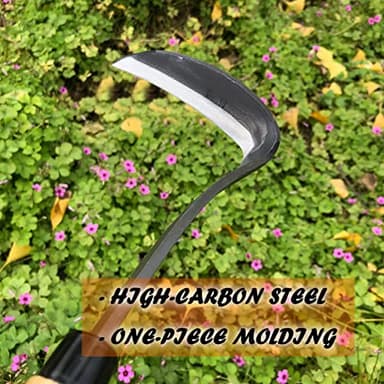 SHANFEEK Grass Sickle Japanese Weeding Hoe Garden Hand Tool Weeding Tools for Garden High-Strength Steel with Solid Wood Handle (Grey) - Image 6