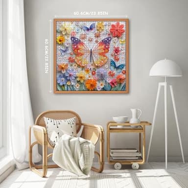 Butterfly Puzzle for Adults 1000 Pieces, Colorful Wings Jigsaw Puzzle Garden Flower, Unique Paper Art Nature Animal Puzzle, Challenging Impossible Hard Puzzle for Adults - Image 3