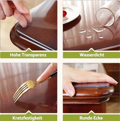 OstepDecor Clear Table Cover Protector 40 x 80 Inch, 2mm Thick Plastic Table Cover, Table Protector for Dining Room Table, Waterproof & Wipe Clean Desk Mat Pad for Kitchen Wood Tabletop - Image 3