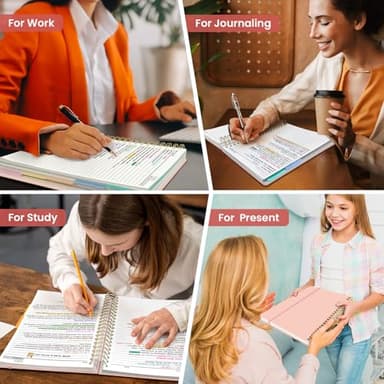 Large Spiral Lined Notebooks for Work With Removable Dividers & Tabs, 8.5"x11" Hardcover 5 Subject Notebook for Note Taking & Organizer, A4 College Ruled Journal for Women & Writing, Pink, 280 Pages - Image 7