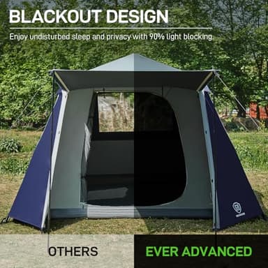 EVER ADVANCED Blackout Design 6 Person Camping Tent, Instant Cabin Tent for Family with Vestibule and Large Mesh Windows, 60s Easy Setup, Double Layer, Water-Resistant, Grey - Image 4