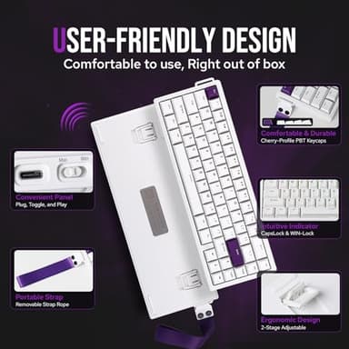 EPOMAKER HE68 Hall Effect Keyboard, 8000hz Polling, 0.01mm Adjustable Trigger, 0.125ms Latency, Creamy Gasket, Snap Key, SOCD, RGB, Wired Magnetic Gaming Keyboard for Mac/PC (White) - Image 3