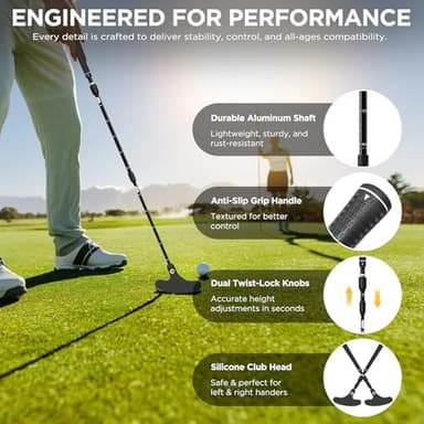 KINGTOP Adjustable Golf Putter – Retractable Shaft, Lightweight Travel Putter with Practice Balls & Putting Cup, Left & Right-Handed Design - Image 3