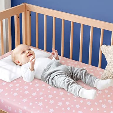 Crib Sheets for Girls 4 Pack, Fitted Crib Sheets for Standard Size Crib and Toddler Mattresses, Soft and Breathable Baby Gift Girl Set, Pink - Image 2