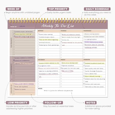 Weekly To Do List Notepad with 52 Undated Sheets（8.5"×11"）- Undated Weekly Planner Notepad for Office Desk Accessories and Supplies - Midnight Lilac - Image 2