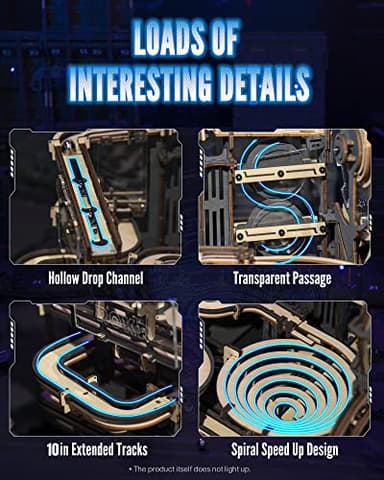 ROKR 3D Wooden Puzzles for Adults Marble Run Model Building Kit(LGA01 Marble Night City) - Image 5