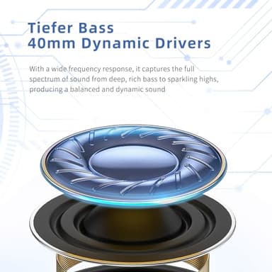 Eduiosma Active Noise Cancelling Headphones, Wireless Over Ear Bluetooth Headphones with Microphone, Transparency Mode, 70H Playtime, Hi-Res Audio, Deep Bass, Bluetooth 5.3, Lightweight Design,Black - Image 7