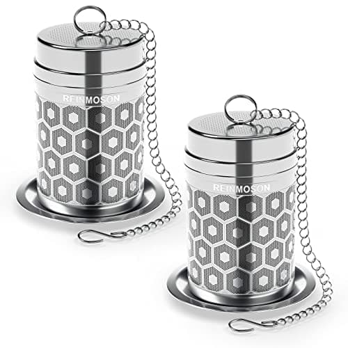 2 Pack Reinmoson Tea Strainers for Loose Tea, Extra Fine Mesh Tea Infuser, 304 Stainless Steel & Updated Slim Threaded Lid, Loose Leaf Tea Steeper for Black Tea, Rooibos, etc - Image 1