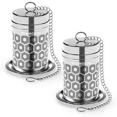 2 Pack Reinmoson Tea Strainers for Loose Tea, Extra Fine Mesh Tea Infuser, 304 Stainless Steel & Updated Slim Threaded Lid, Loose Leaf Tea Steeper for Black Tea, Rooibos, etc - Image 1