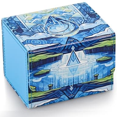 UAONO Deck Box for MTG Cards, Trading Card Storage Box Holds 120+ Sleeved Commander Deck, PU Leather Card Box Suits TCG Magic Cards with 2 Dividers (Blue,Drop) - Image 1