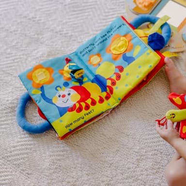 Melissa & Doug K’s Kids My First Activity Book 8-Page Soft Book for Babies and Toddlers Early Learning Developmental Plush Soft Activity for Babies and Toddlers - Image 5