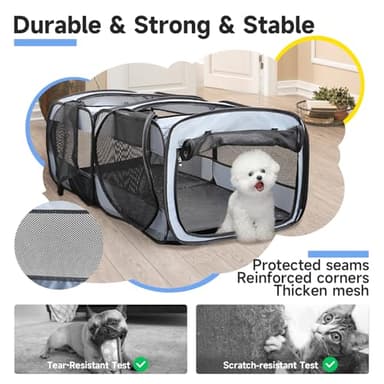 2-in-1 Dog Playpen, 58''Pop Up Cat Puppy Pet Playpen Indoor/Outdoor Cats Enclosed, Cat Dog Tent Crate Cage Kennel, Portable Playpen for Kitten, Small Animals Play Pen(No Divider, Unified Space) - Image 7