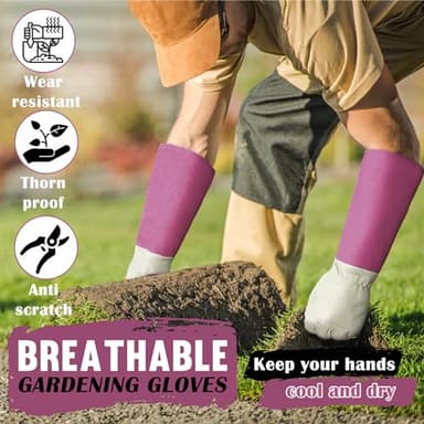 HANDLANDY Rose Pruning Gardening Gloves for Men & Women, Thornproof Long Gauntlet Gloves, Pigskin Leather - Breathable & Durability (Large) - Image 3