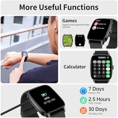 Smart Watch for Men Women, Bluetooth Calling, AI Built-in, IP68 Waterproof, Fitness Tracker, Sleep Monitoring, 1.85'' DIY Dial, 100+ Sports Modes, 7 Days Battery, Compatible with Android & iPhones - Image 8